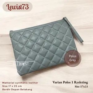 Dompet / Clutch 1 Ritsleting bordir emboss wanita kulit sintetis