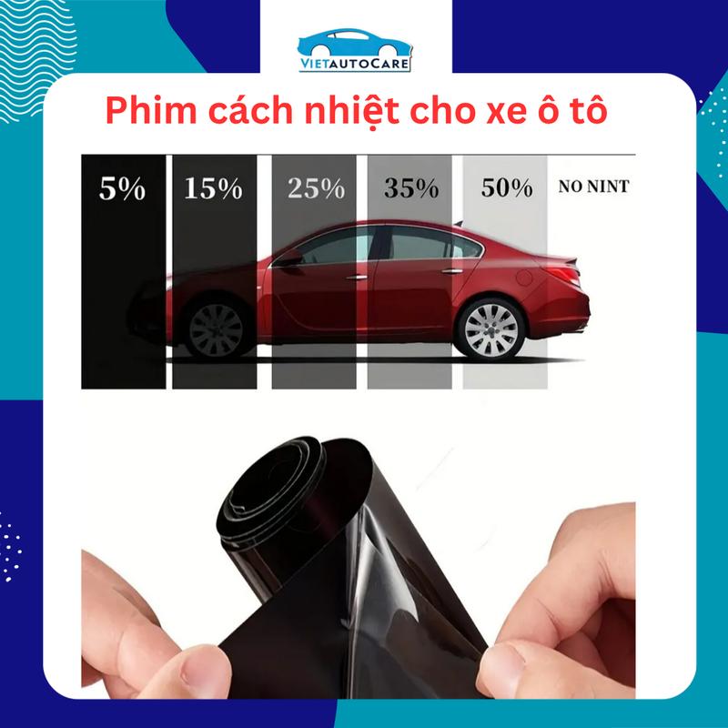  VIỆT AUTOCARE Phim Cách Nhiệt Ô Tô Cản Tia UVR 99% Độ Dày 2mm Màu Đen Khói Dán Kính Lái Xe Hơi Giảm Chói Mắt Bảo Vệ Nội Thất Tiết Kiệm Điện Năng Điều Hòa 