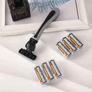 cukuran 3 Razors isi 7 Cukuran Manual Pisau Set gagang Pegangan Anti Licin Empuk Tahan Lama Pisau tiga 3 lapis Mata Silet cukur Kumis