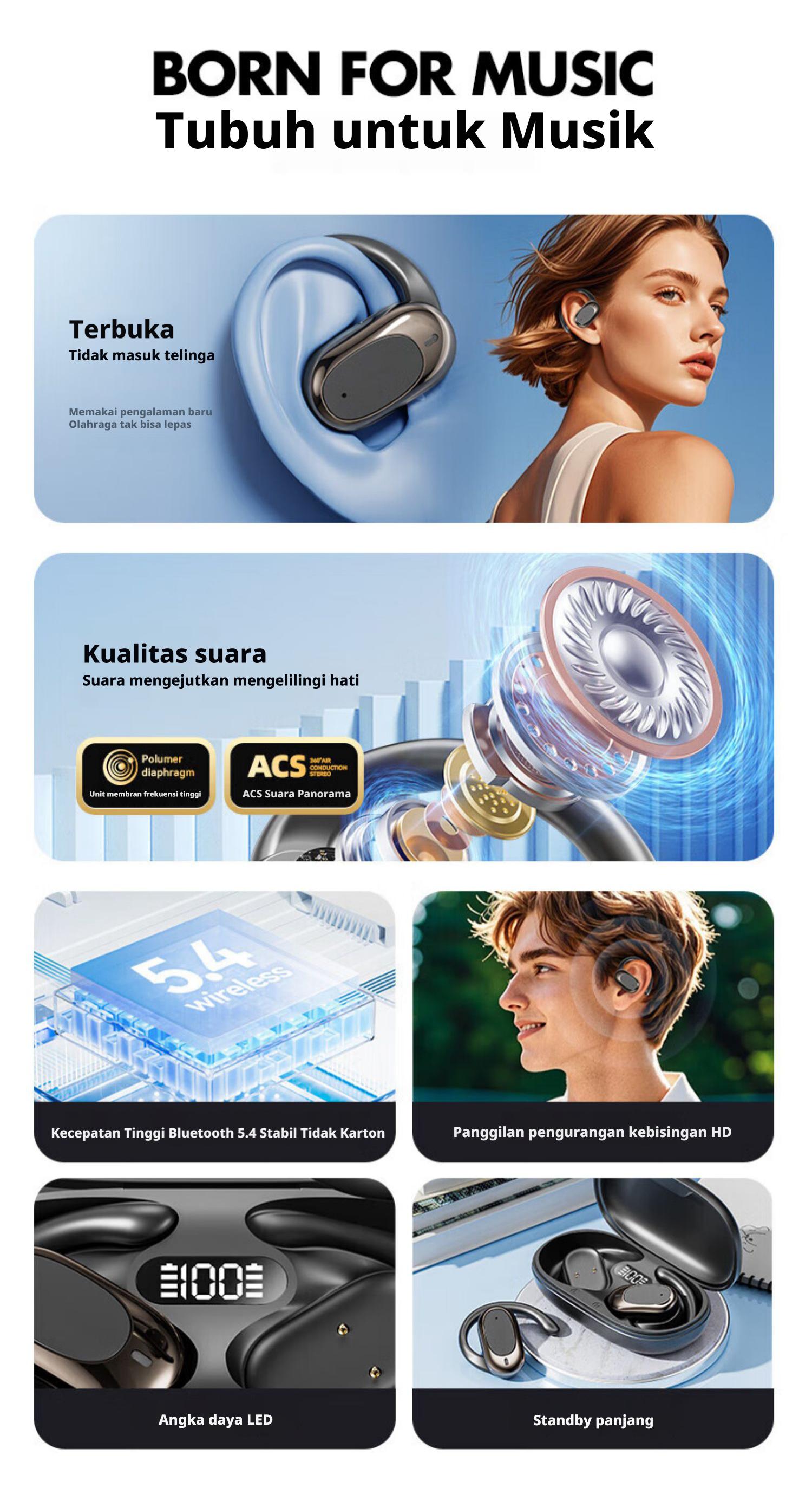 [COD] Yincoree [B06] Headset Bluetooth Anti Telinga Sakit - IENC Peredam Bising Super Tahan Lama earphone TWS