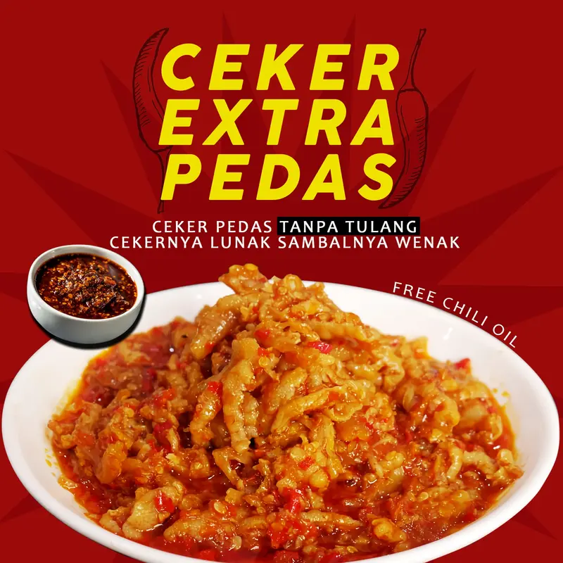 Huha Ceker Gacor Tanpa Tulang / Ceker Mercon Pedas / Ceker Pedas Tanpa Tulang / Lauk Siap Saji / Makanan Siap Saji / Lauk Praktis Chili 0