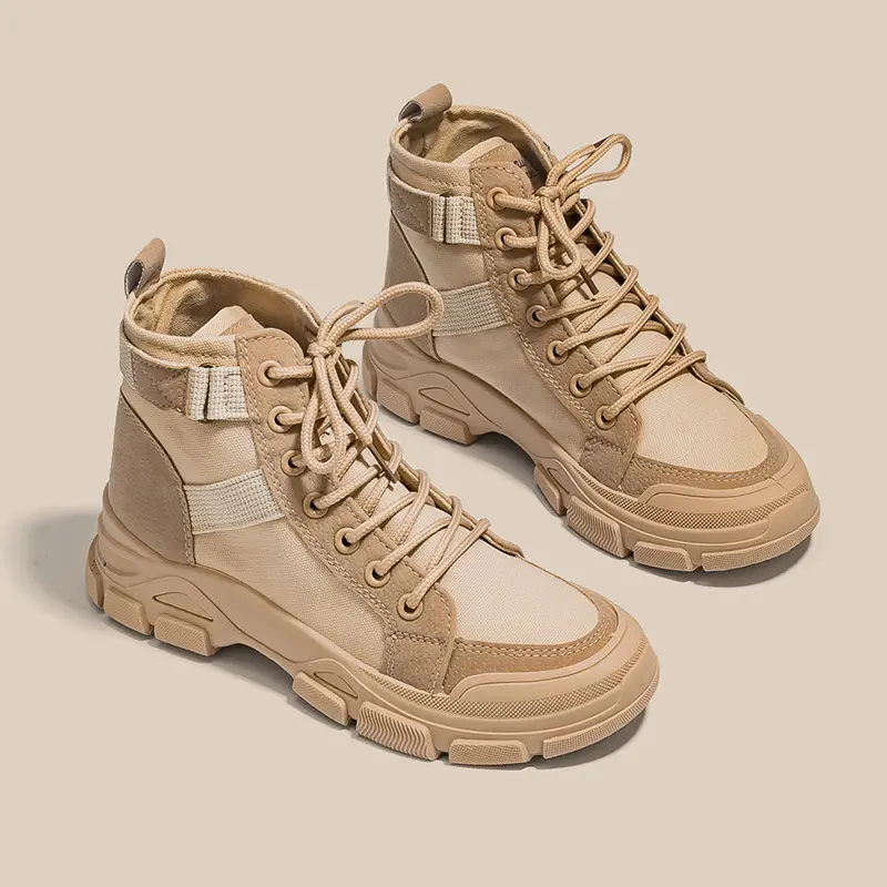 PINKEY P018 Sepatu Wanita Sneakers Boots Shoes Canvas Karet Tinggi Sol 4.5 Cm Insole Sponge Berlubang Comfy Elegant 7