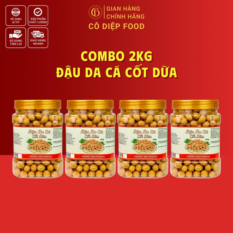 Combo 2KG Đậu Da Cá Cốt Dừa Da Cá Tỏi Ớt Mix 2 Vị - Thơm Giòn Ngon Cô Diệp Food Đầy Đủ Hồ Sơ Công Bố & Kiểm Nghiệm Sản Phẩm