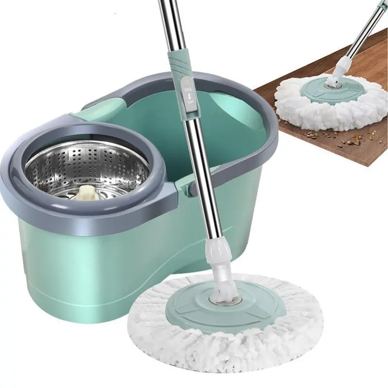 Viling Store - Alat Pel Putar dan Set Ember Dengan Roda Spin Mop Pembersih Rumah Tangga Pel Putar Otomatis dengan Ember Pel Putar Ember Datar untuk Pembersihan Lantai Cuci 1