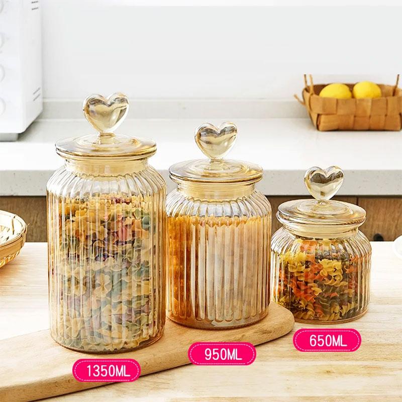 Toples Kaca Aesthetic Kedap Udara Tutup Love Mewah Sealed Food Storage Heart Lid Glass Jar 3