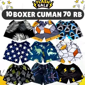 10 Celana Boxer Warna-warni Cuman 70 RB - Flash Sale