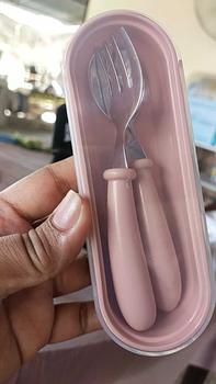 Product Review of Baby Plain Stainless Spoon and Fork Set with Case Training Spoon for Toddlers from C**y 0