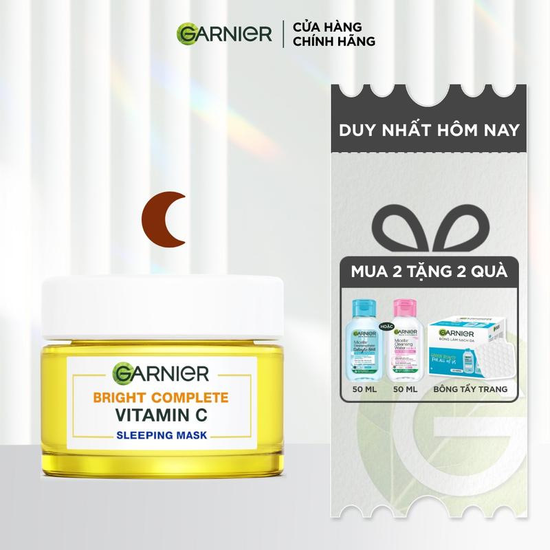 Kem dưỡng mặt nạ ngủ trắng da giảm thâm mụn Vitamin C & tinh chất sữa chua - Garnier Light Complete Yoghurt Sleeping Mask 50ml 