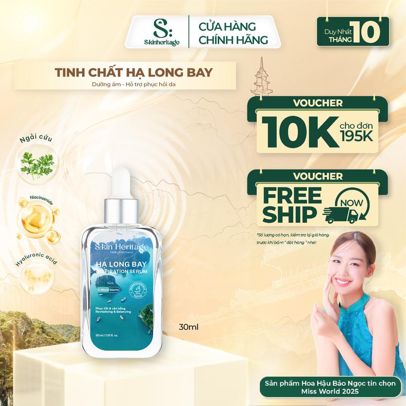 [KOLs]Serum Hạ Long Dưỡng Ẩm Da Phục Hồi Cho Da Dầu Mụn Dưỡng Trắng Da SKIN HERITAGE cung cấp đến 60 lợi khuẩn 50ml