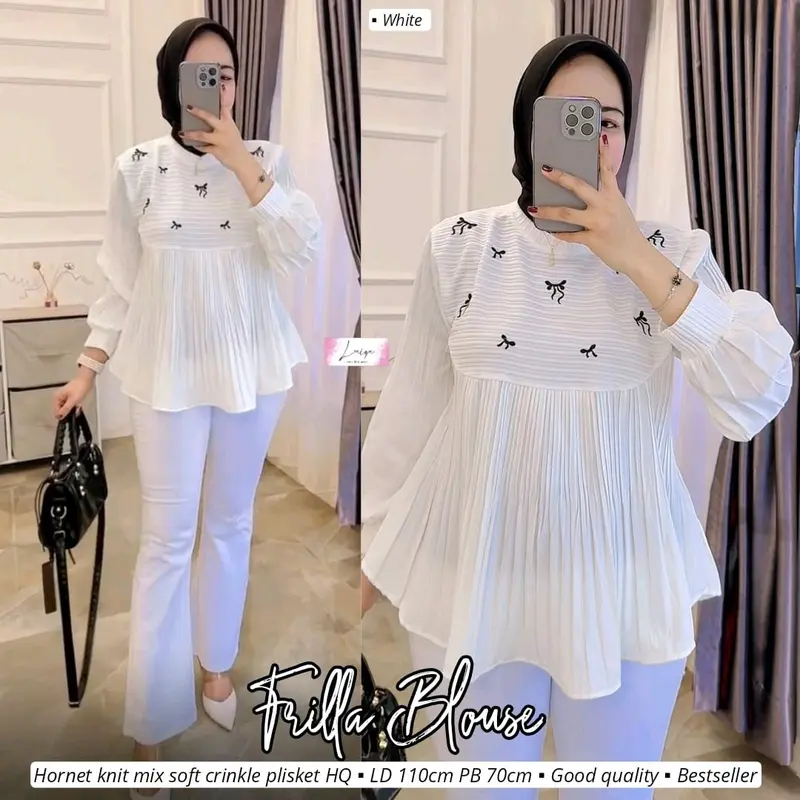 Frila/Delia/luvita/Selly/Atasan Wanita Modern Kekinia Bestseller/Blouse Wanita Mix Bordir Pita Bahan Adem Poll 2