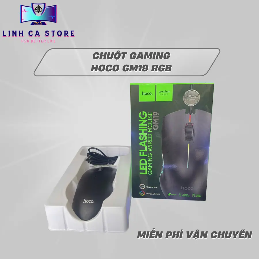Chuột Gaming Có Dây Hoco LED RGB Đổi Màu, DPI Cao, Độ Nhạy Tốt, Chuột Máy Tính Chơi Game PC Laptop