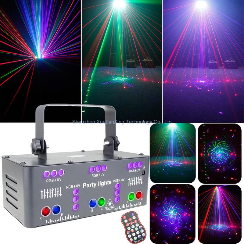 Product Introduction of 21 Lens DJ Disco Beam Patterns Stage Laser Light Projector RGB UV LED Strobe Party Holiday Dance Wedding Lamp H3 8