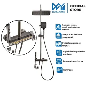 Shower Set Kamar Mandi Stainless Steel – 1 Set Shower + Keran + Batang Air Panas & Dingin