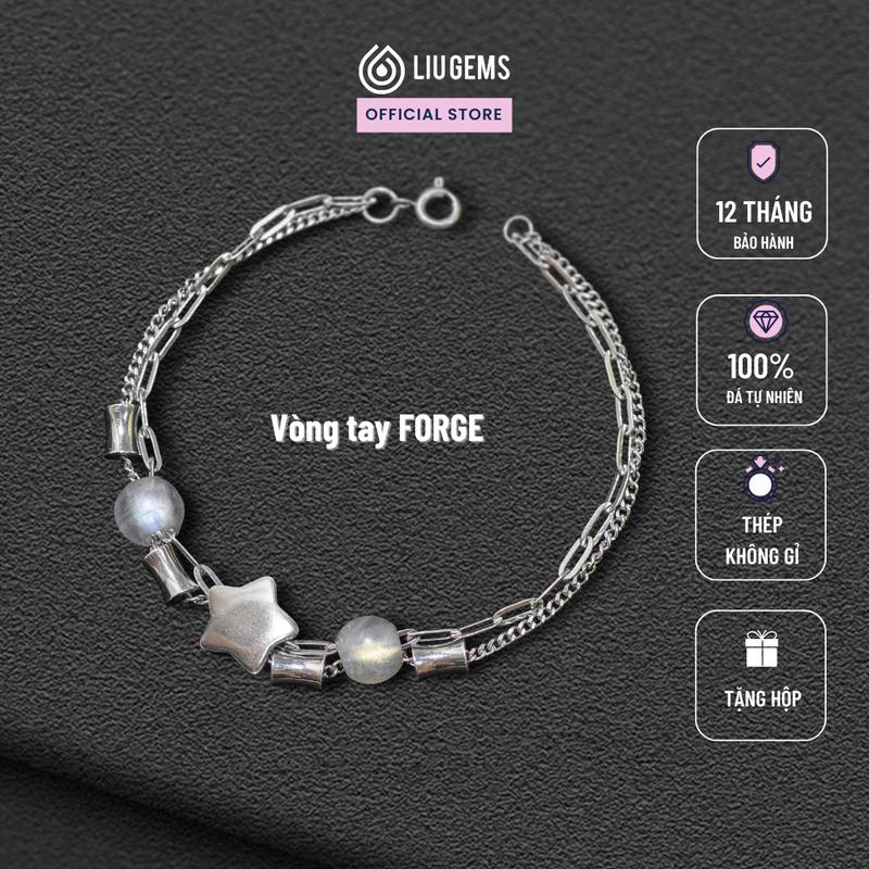  Vòng Tay Thép Không Gỉ Cao Cấp Mix Đá Tự Nhiên 8Ly Liugems Cho Nam Nữ Unisex Forge VT03  Mua một tặng một hộp đựng trang sức  