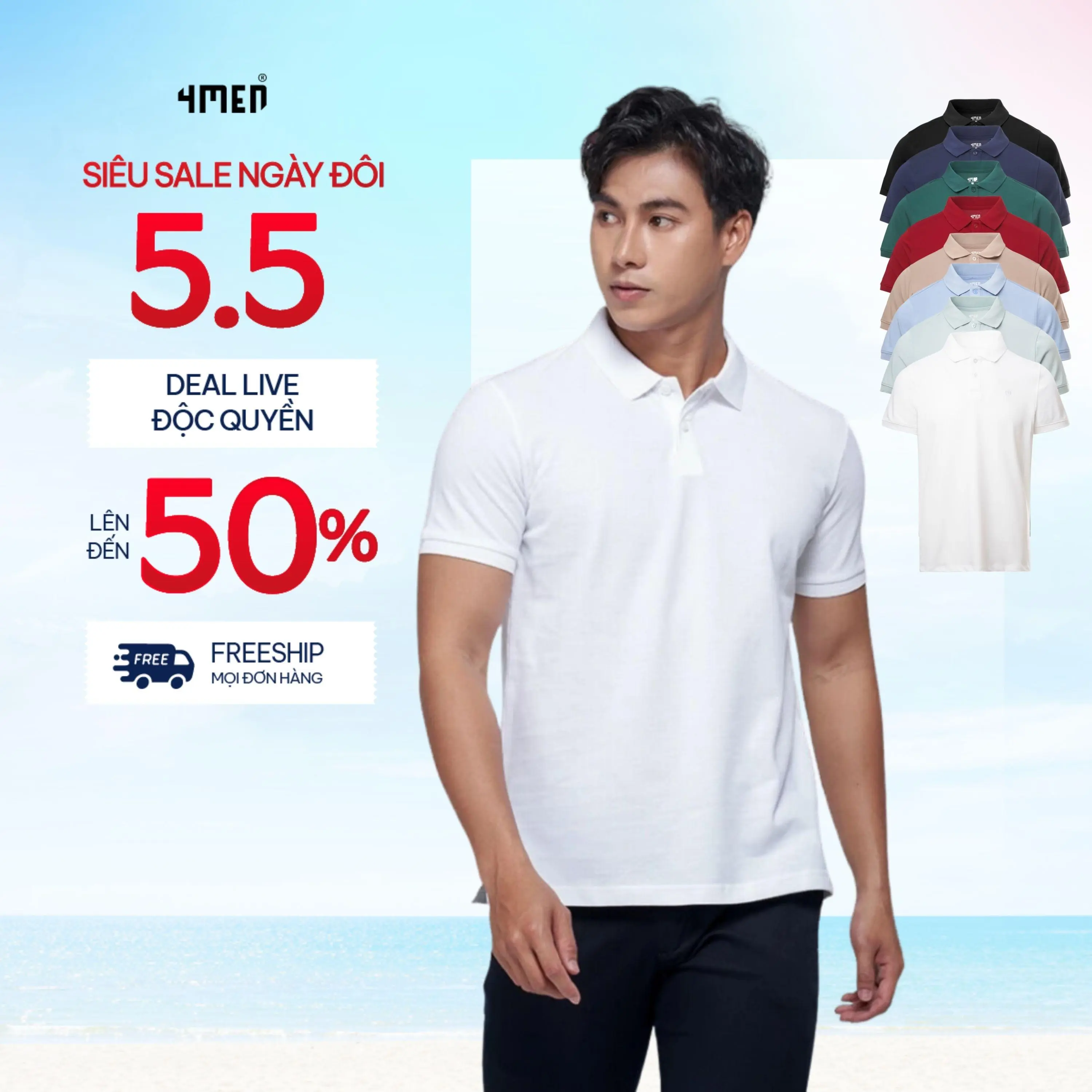Áo polo nam trơn basic 4MEN PO153 ngắn tay, có cổ vải thun cá sấu thấm mồ hôi, thoáng mát, co giãn thoải mái Menswear Shirt