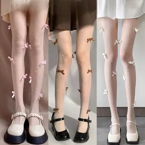 MODELY - Celana Panjang Stocking Transparan Wanita Korea Pantyhouse Pita Mutiara Lolita KK023