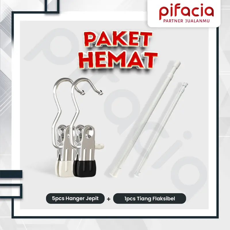 PIFACIA Tiang Gantungan Baju Free 5 Penjepit Baju Tiang Gorden Shower Kamar Mandi Rak Baju Lemari 0
