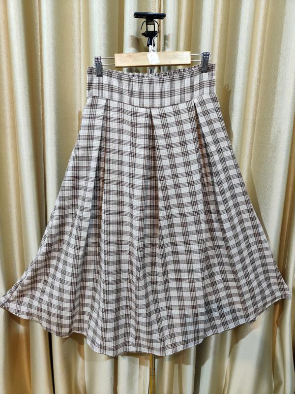 ROK MIDI FLANEL WANITA/ ROK 7/8 KOTAK KOTAK 7