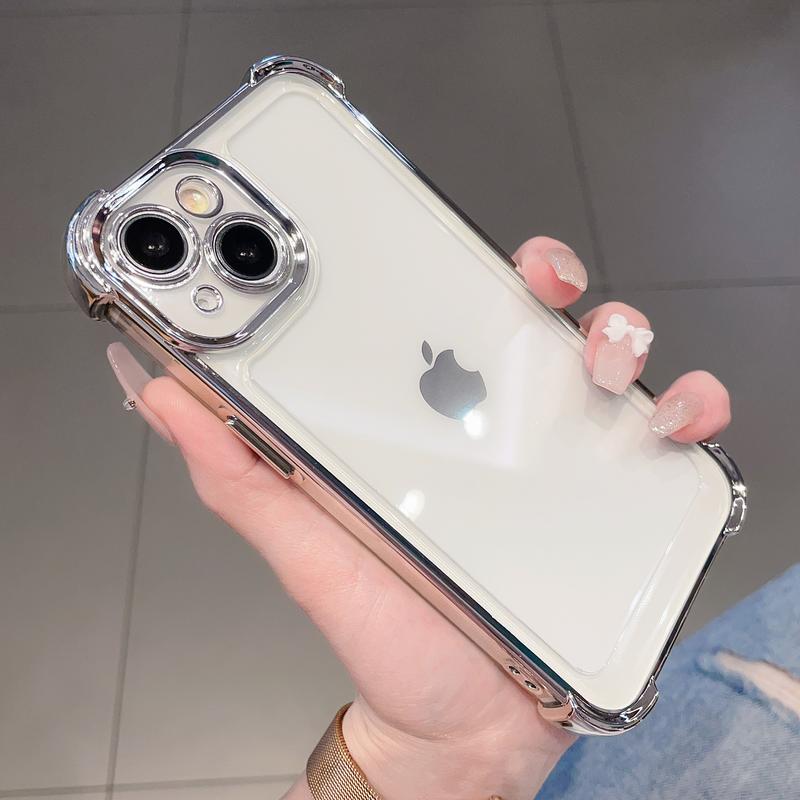 Ốp Chống Sốc, Mạ Chất Lượng Cao, Dành Cho iPhone 17, 17Air, 16, 16E, 15, 14, 13, 12, 11, Pro Max, Plus, Bảo Vệ Ống Kính, Trong Suốt, Chống Vàng case casing for iphone17 17Air 17Pro 17Promax 17prm 17pr 16E