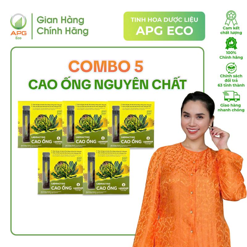  Combo 5 Hộp Cao ống Atiso Nguyên Chất  Quy cách 10ml x 10 ống Hộp  