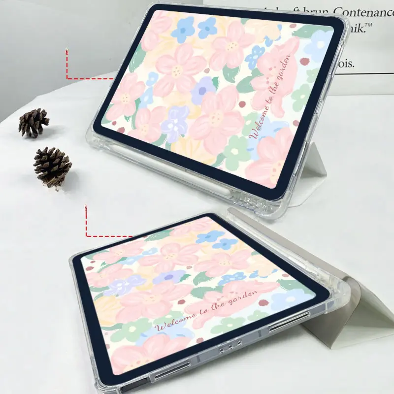 Ốp Bảo Vệ, Dành Cho Ipad9 / 2020 Và Ipadpro, Thiết Kế Hoa Mùa Xuân Và Mùa Hè, Pro11 Gấp Ba Lần, Tương Thích Với Thế Hệ 8 / 10, Bao Gồm Tất Cả, Thích Hợp Cho Air5 / 4, Có Khe Cắm Bút 6