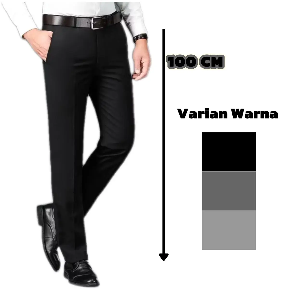 Celana Formal Pria Slimfit Panjang Kerja Kantor Nyaman Bahan Wool Berkualitas Tinggi - Abu-Abu Abu muda - Hitam  Melar Nevy Casual Celana Formal