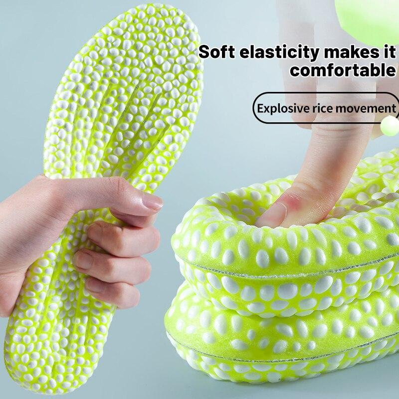 1Pair Height Increase Insoles Green PU Shoes Sole Soft Elasticity Pad Breathable Comfortable for Men Women Feet Care Insoles 1