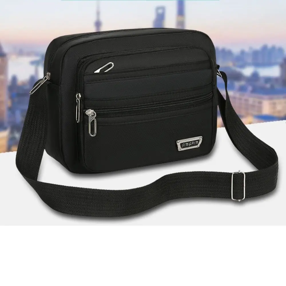 Túi đeo chéo nylon nam, túi đeo vai vải Oxford 4 khóa kéo / 6 khóa kéo, hình chữ nhật, đen, nâu, Xanh Biển Xanh Lá , túi du lịch bé trai, mới