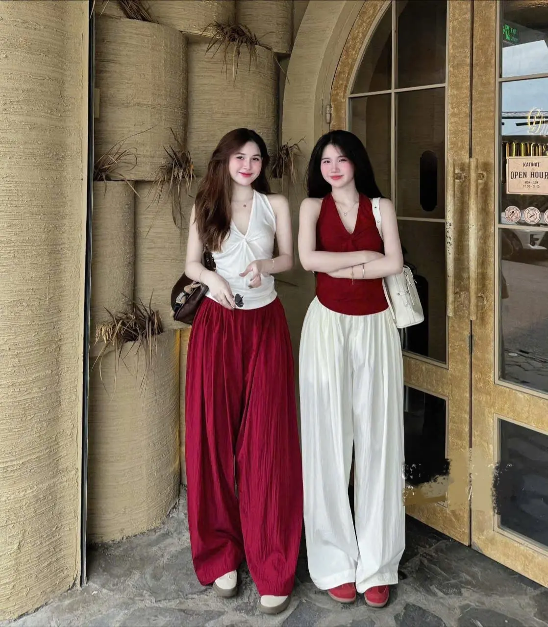 HL23 Set Áo Quần Ống Rộng Dáng Suông Gió Nhăn Mềm Mại Nhẹ Nhàng - Phong Cách Thời Trang Trẻ Trung Tôn Dáng