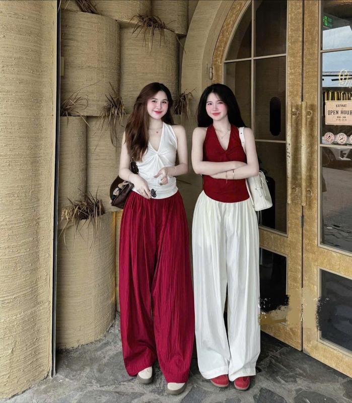 Set Áo Quần Ống Rộng Dáng Suông Gió Nhăn Mềm Mại Nhẹ Nhàng - Phong Cách Thời Trang Trẻ Trung Tôn Dáng