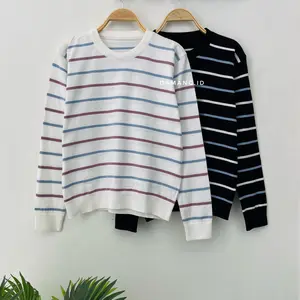Inoel Sweater Rajut Wanita Premium Motif Garis | Knit Tebal Halus Lengan Panjang – Viscose Knit