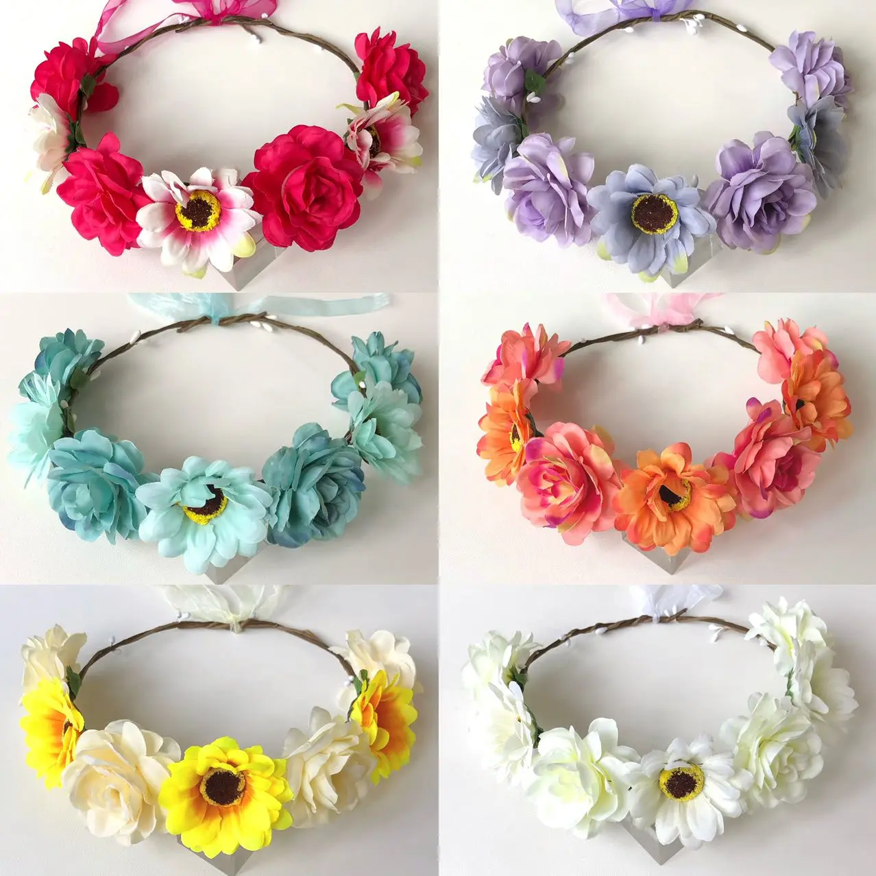 MISS CHIC FASHION Faux Flower Crown  Adjustable Bendable Fashion Wedding  Flower Headpiece