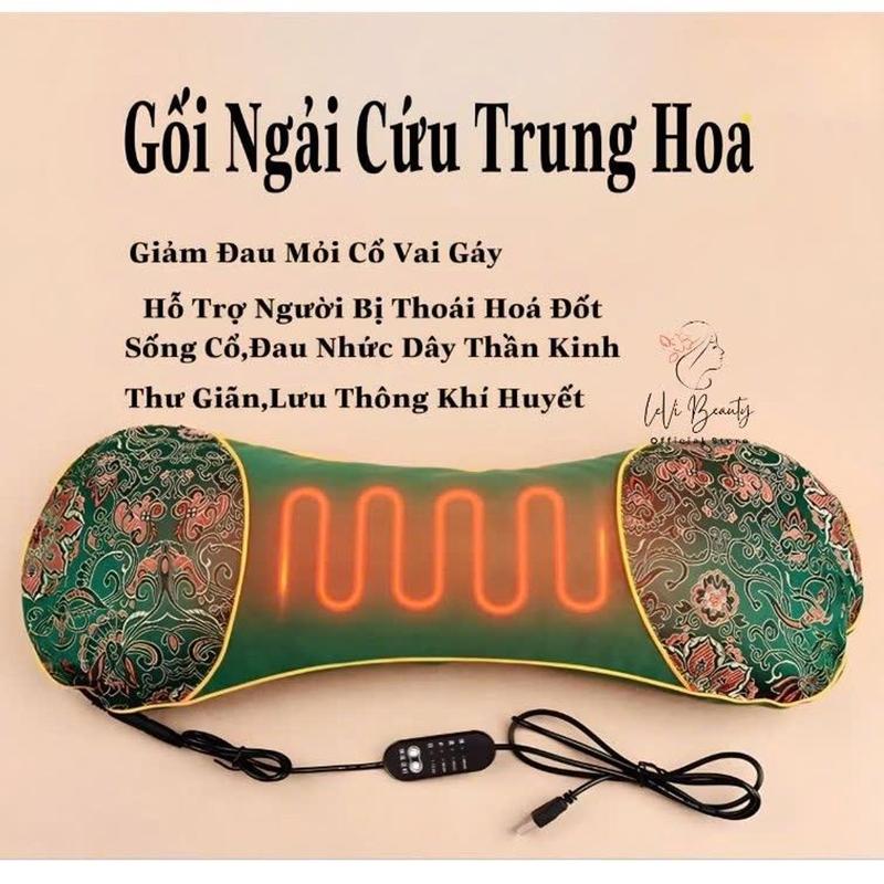  Gối Ngải Cứu Massage Cổ Vai Gáy Chườm Nóng Hỗ Trợ Giảm Đau Mỏi Thư Giãn Hiệu Quả 
