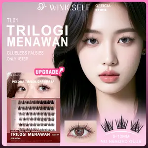 【TANPA LEM】WINK.SELF TL 01, Bulu Mata Palsu,Tidak diperlukan lem,Bulu Mata Extension, Riasan Mata, Aksesoris Make Up Bulumata Wajah Eyelash