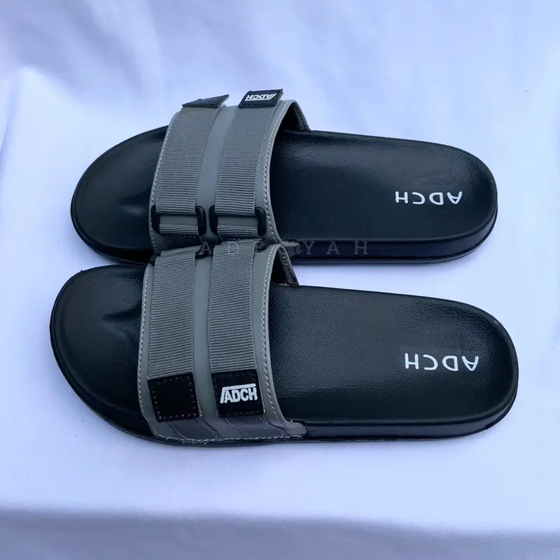 Sandal Slop Strap Webbing Abu Full, Hitam, Army, Merahnata, Grey Pria Wanita 36-43 Sendal Slide Flip Flop Slipon Kasual Slippers Terbaru Kekinian Sandal Cowo Cewe Karet Empuk Ringan Lentur Tidak Licin ADCH 8
