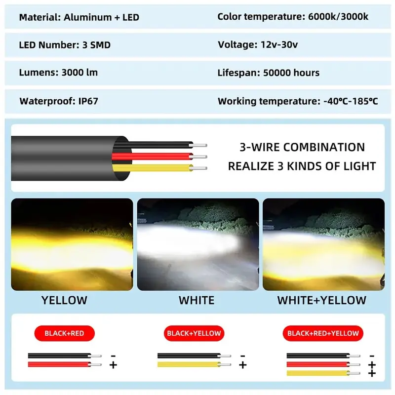 LAMPU TEMBAK LASER/LAMPU TEMBAK MINI 3 Mata/TANPA KIPAS/SUPER BRIGHT HI LO 35 WATT LAMPU TEMBAK MOTOR MOBIL/FOGLAMP 3 MATA/Super Terang Full Aluminium Putih Kuning/Full Alumunium Premium Car 5