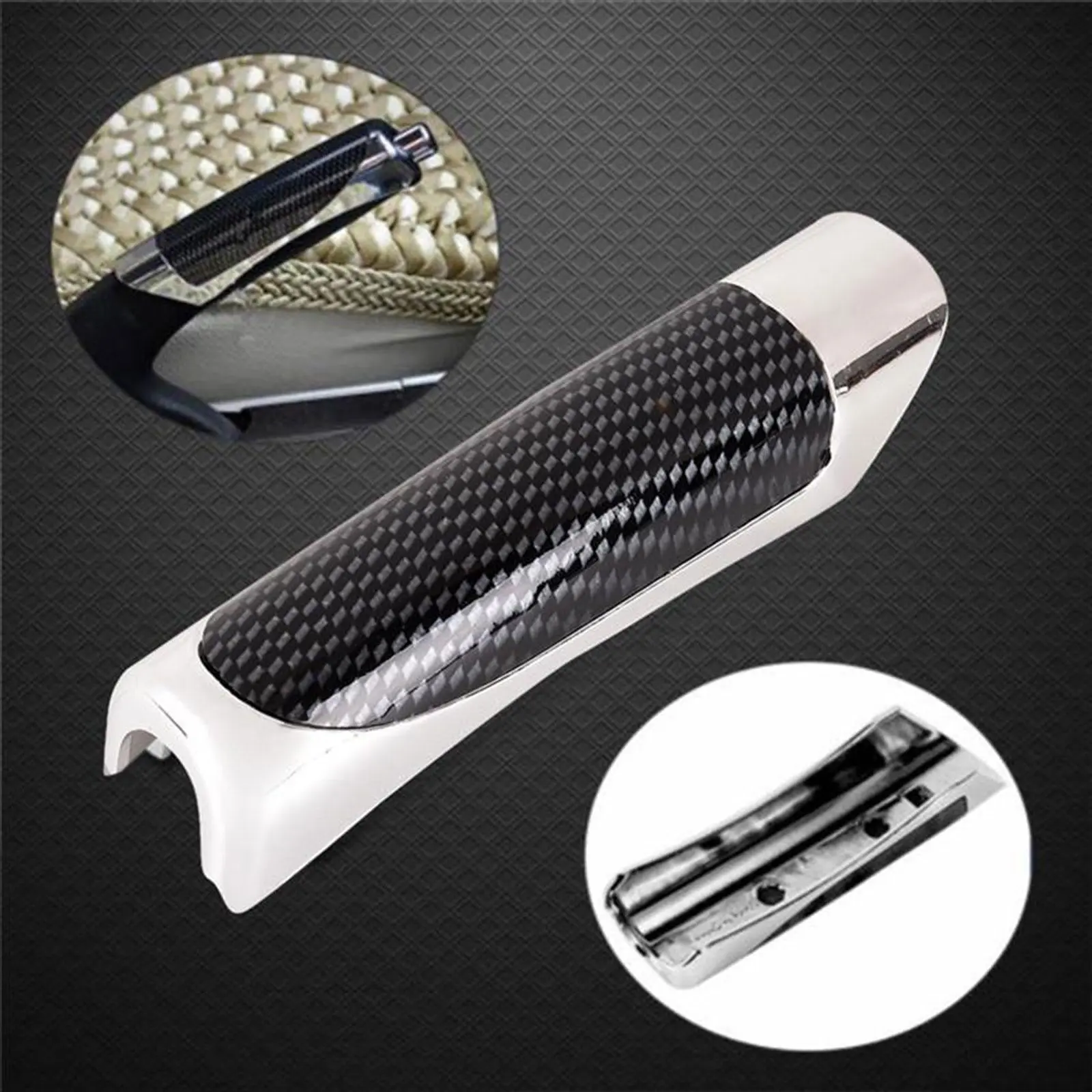 SEAMETAL - ฝาครอบเบรกมือรถยนต์อเนกประสงค์ กันลื่น คาร์บอนไฟเบอร์