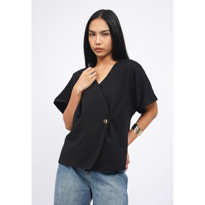 Gambar EXECUTIVE V-Neck Short Sleeve Batwing Blouse 5-BSKKSG226A041 Black - BLACK, S dari Executive Indonesia Kota Bekasi Tokopedia