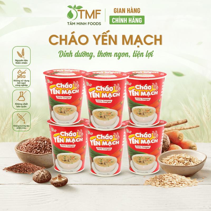 Combo 6 ly Cháo yến mạch gạo lứt ly 43g Ăn Liền, Tiện Lơi - TÂM MINH FOODS