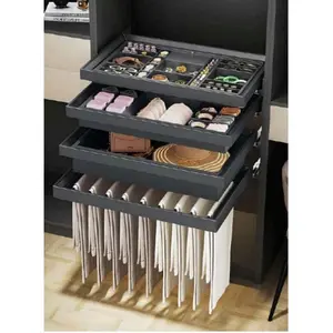 RITZO Trouser Rack Storage 700-900 mm (Adjustable/Soft Close) | Rak Gantungan Celana Tarik