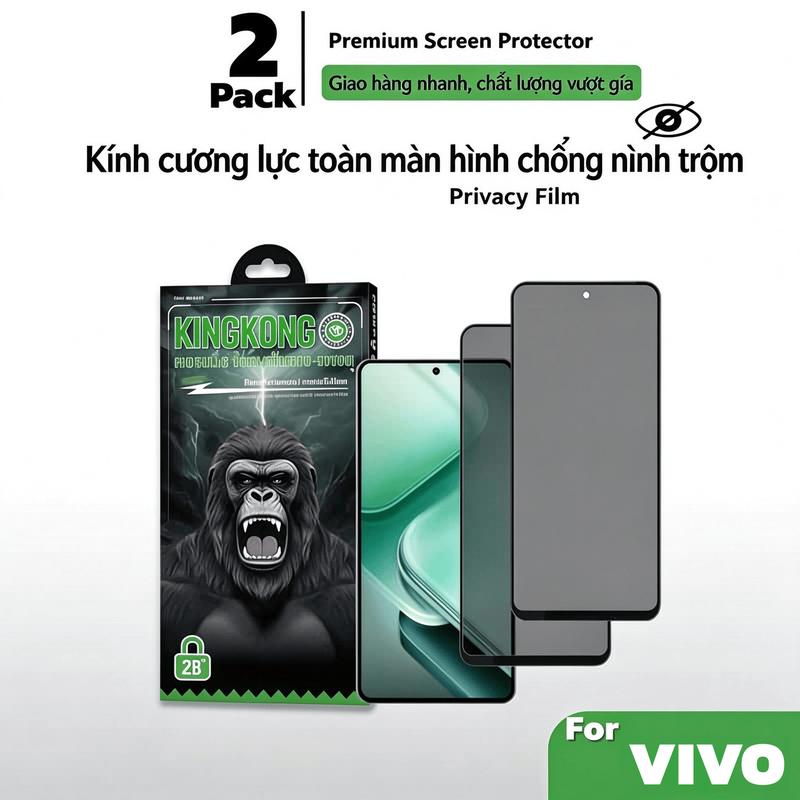 2 miếng Full màn Kính Cường Lực Bảo Vệ Riêng Tư Chống Nhìn Trộm Compatible For VIVO V27E V50 V60 Y02T Y03 Y04 Y04S Y05 Y05E Y11 Y11D Y12A Y15C Y16 Y117S Y18i Y19E Y19S 4G 5G