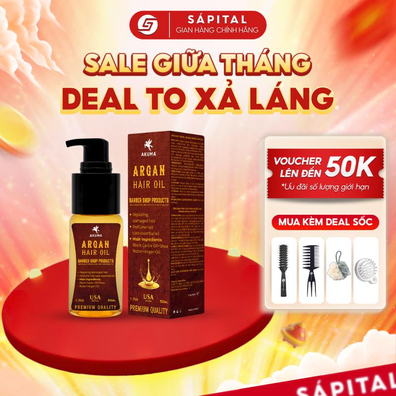 Tinh dầu dưỡng tóc Akuma Argan Hair Oil | Dưỡng tóc nam dành cho mái tóc khô xơ chẻ ngọn