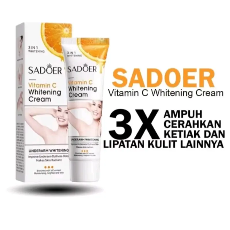 Pemutih Ketiak Sadoer/whitening cream vitamin C/kream perawatan kulit tubuh 0