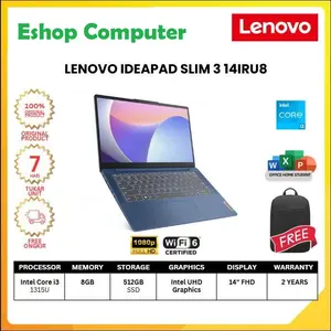 LENOVO IDEAPAD SLIM 3 14IRU8 CORE I3 1315U RAM 8GB 512GB INTEGRATED 14" FHD TN W11 OHS+M365