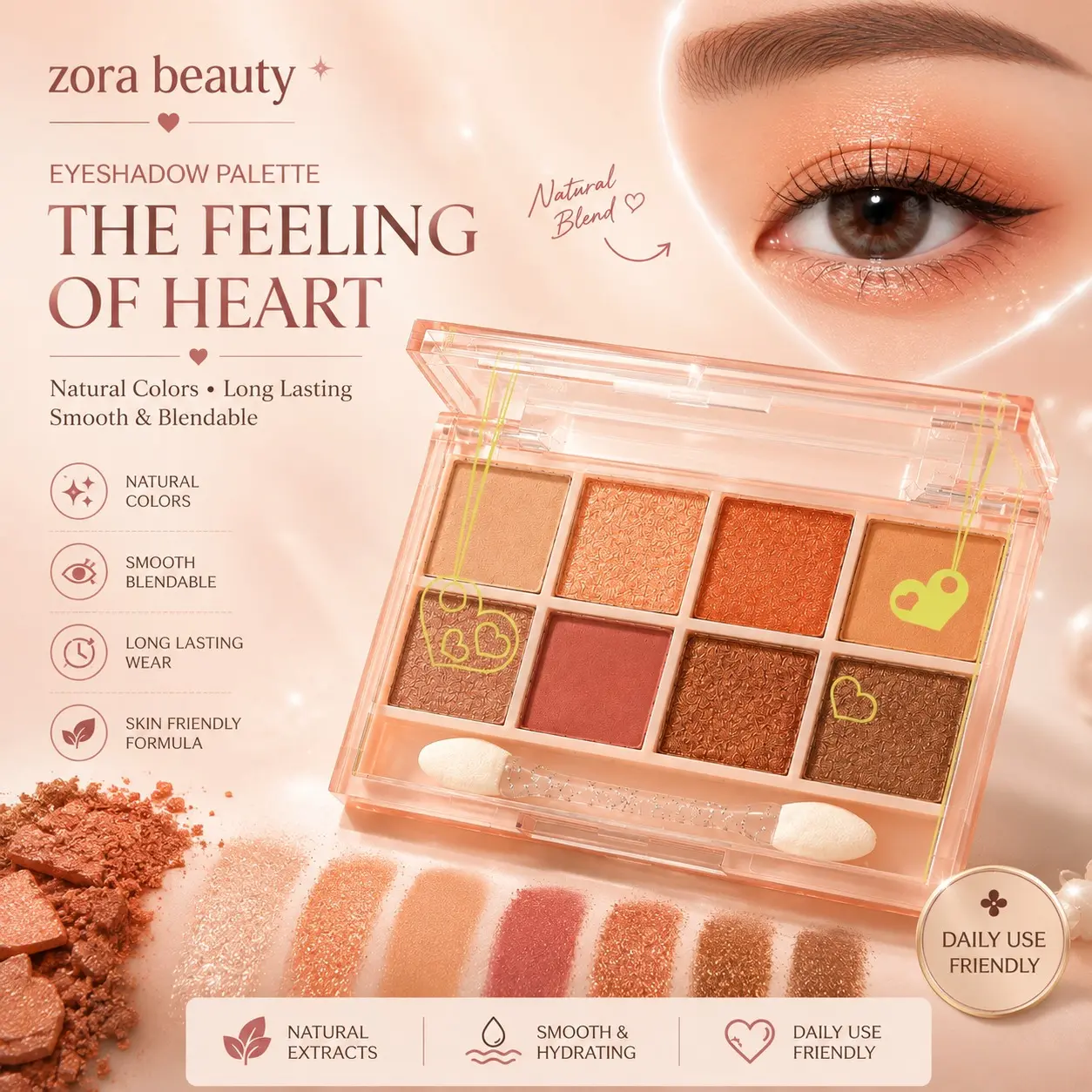 ZoraBeauty ~ Eyeshadow Palette 8 Colors Matte and Shimmer Pulas Mata Free Brush Waterproof 254