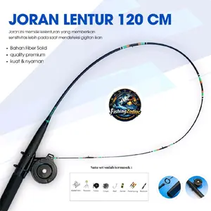 Joran Wader Lentur Hitam Satu Set Siap Pakai Super Lentur 120 CM