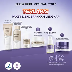 [Cocok Untuk Pemula] Paket Glowtific Mencerahkan Glowing 6In1 Brightening Expert Series - Facial Wash + Brightening Serum + Brightening Toner + Moisturizer Water Cream + Retinol Glass Skin Moisturizer + Retinol Niacinamide Serum