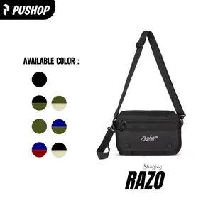 PUSHOP Tas Selempang Pria Wanita RAZO - Slingbag 2 in 1 Bisa Handbag dan Pouchbag Tas Tangan Cowok Casual Hand Bag Kanvas Polos Kombinasi Warna