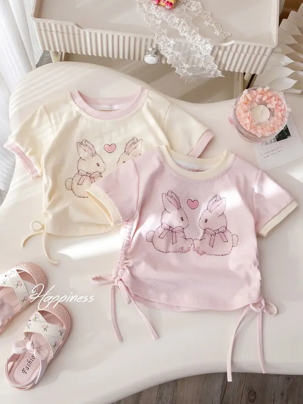 baju Kecil anak perempuan crop atasan anak usia 1-11  Kaos  katun santai 3