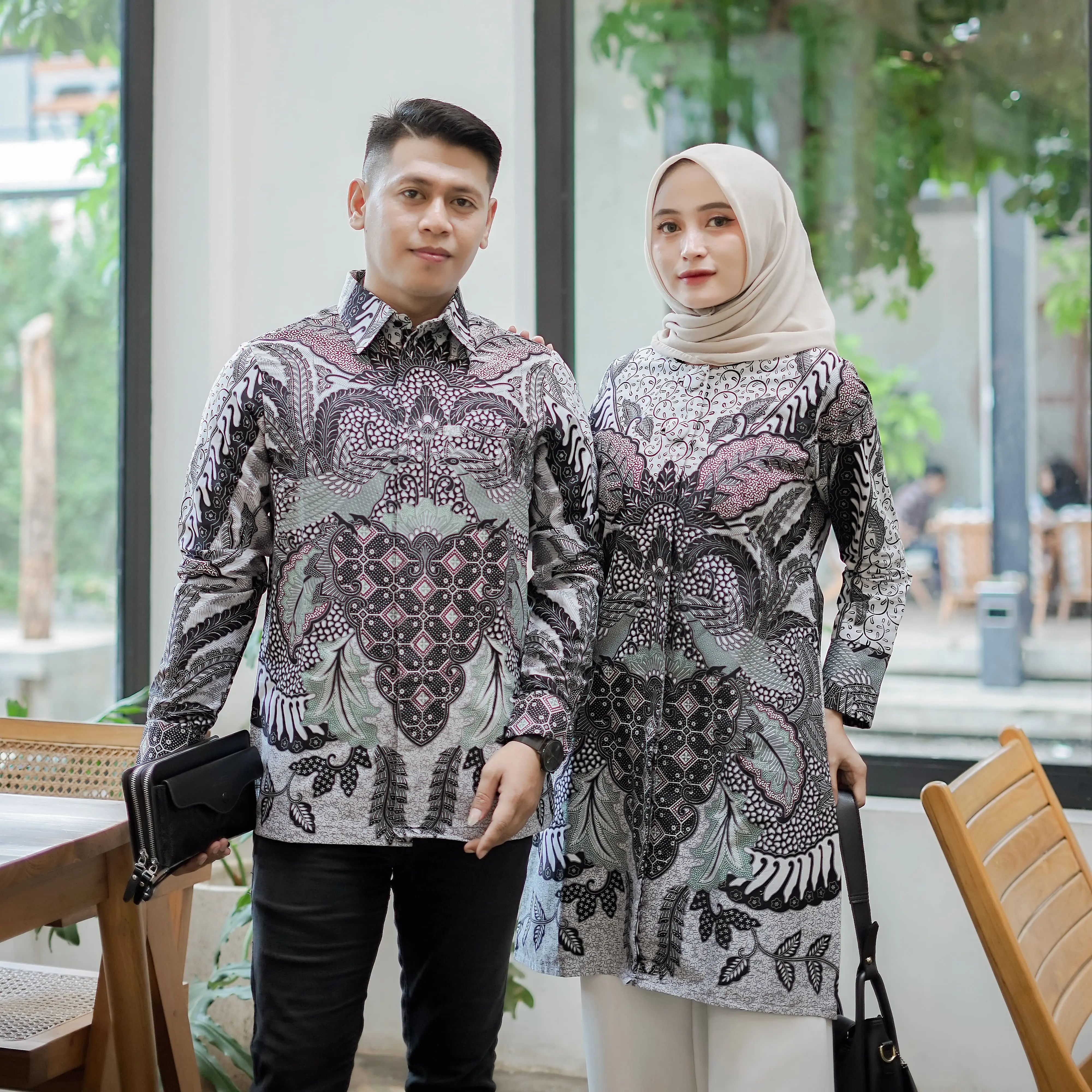 Batik Trikot Batik Couple Lapis Furing Trikot Model Lengan Panjang Motif Biron Putih Busui Frendly Atasan Baju Kerja Pasangan Sarimbit Keluarga